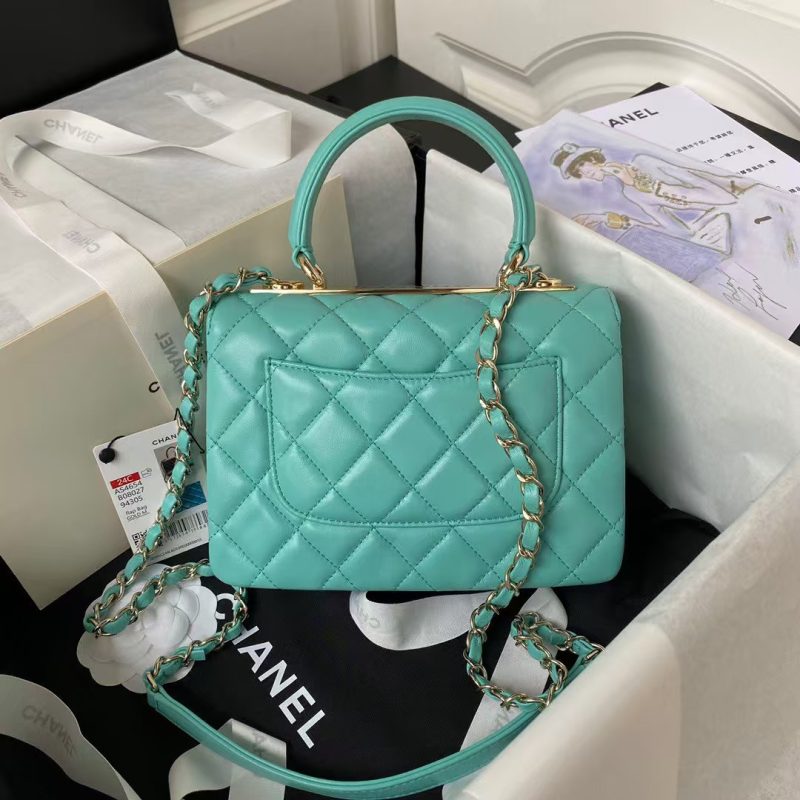 Chanel AS4654 Mini Trendy CC Flap Bag Turquoise Lambskin Light Gold Hardware - Image 2