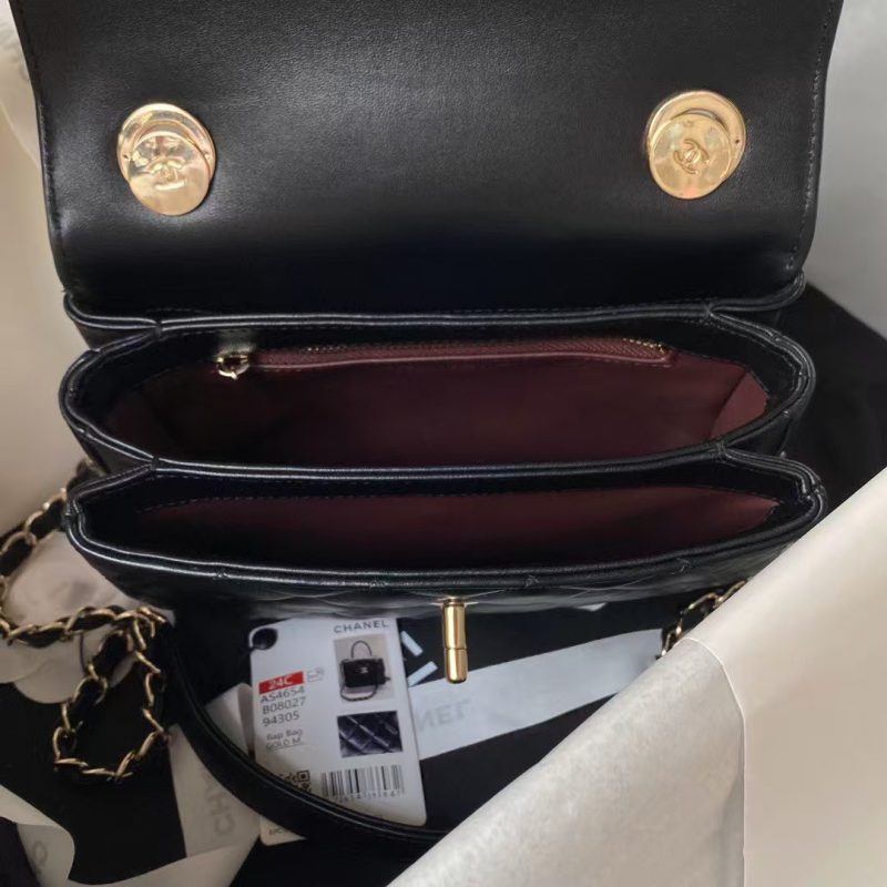 Chanel AS4654 Mini Fashion CC Flap Bag Black Lambskin Light Gold Hardware - Image 6