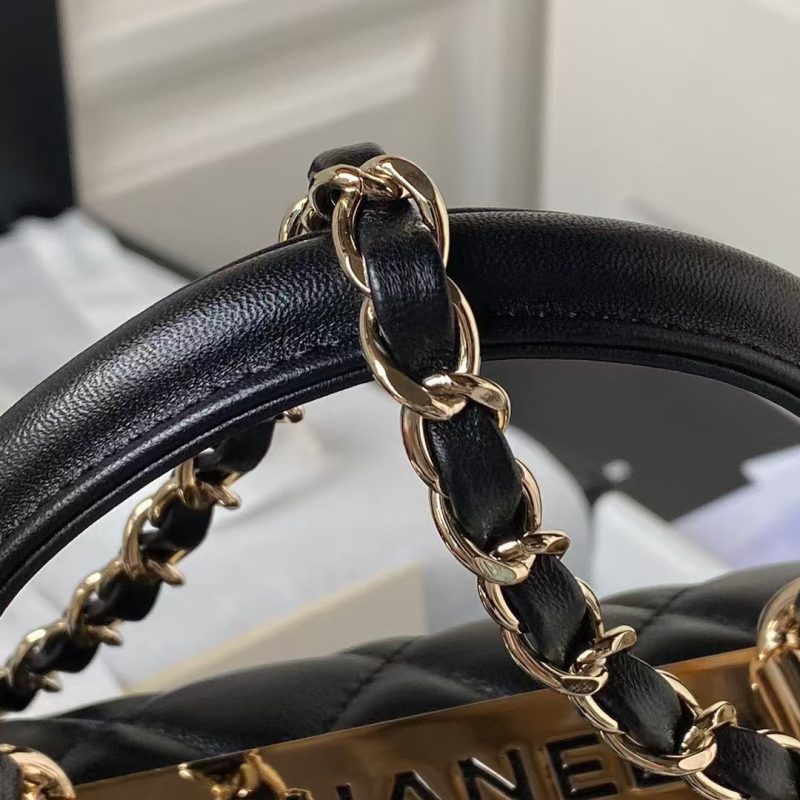 Chanel AS4654 Mini Fashion CC Flap Bag Black Lambskin Light Gold Hardware - Image 7