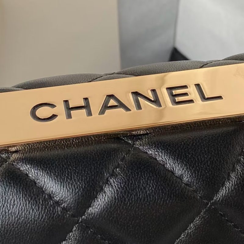 Chanel AS4654 Mini Fashion CC Flap Bag Black Lambskin Light Gold Hardware - Image 4