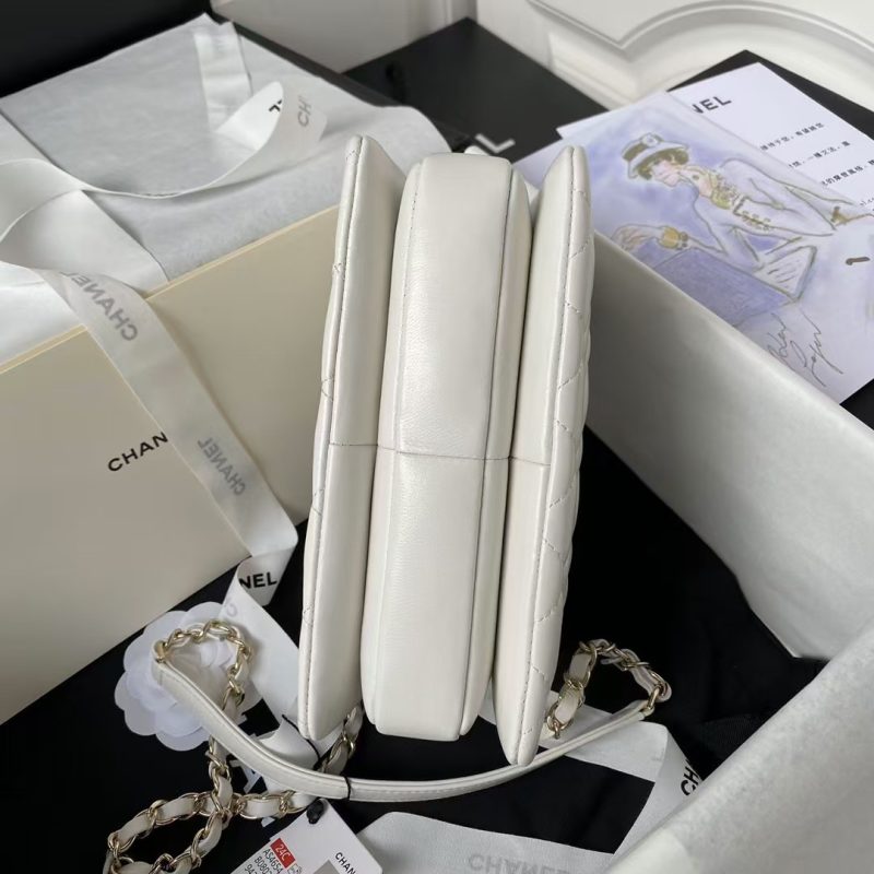 Chanel AS4654 Mini Fashion CC Flap Bag White Lambskin Light Gold Hardware - Image 5