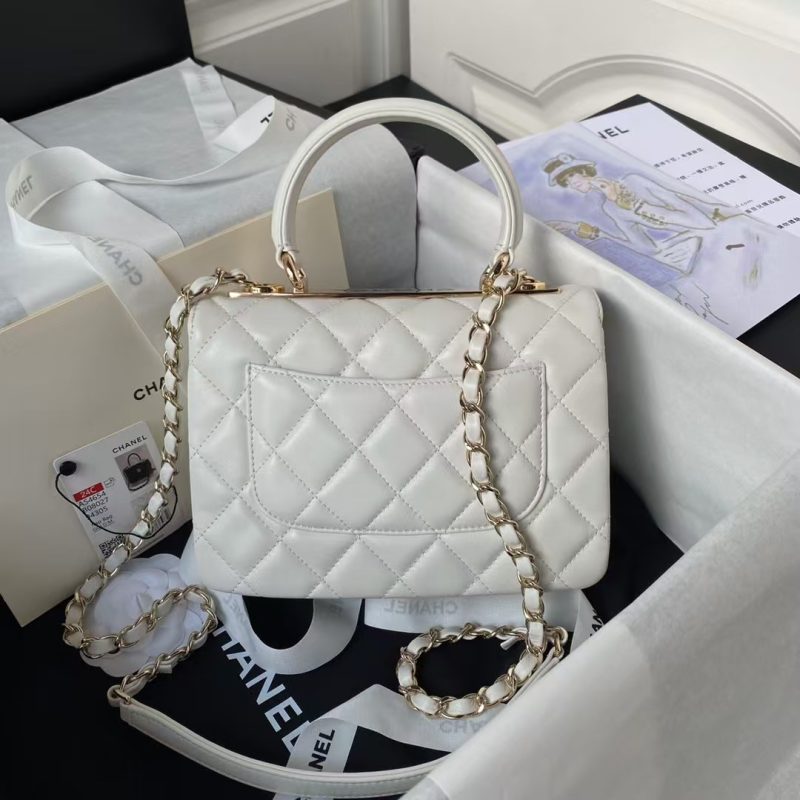 Chanel AS4654 Mini Fashion CC Flap Bag White Lambskin Light Gold Hardware - Image 2