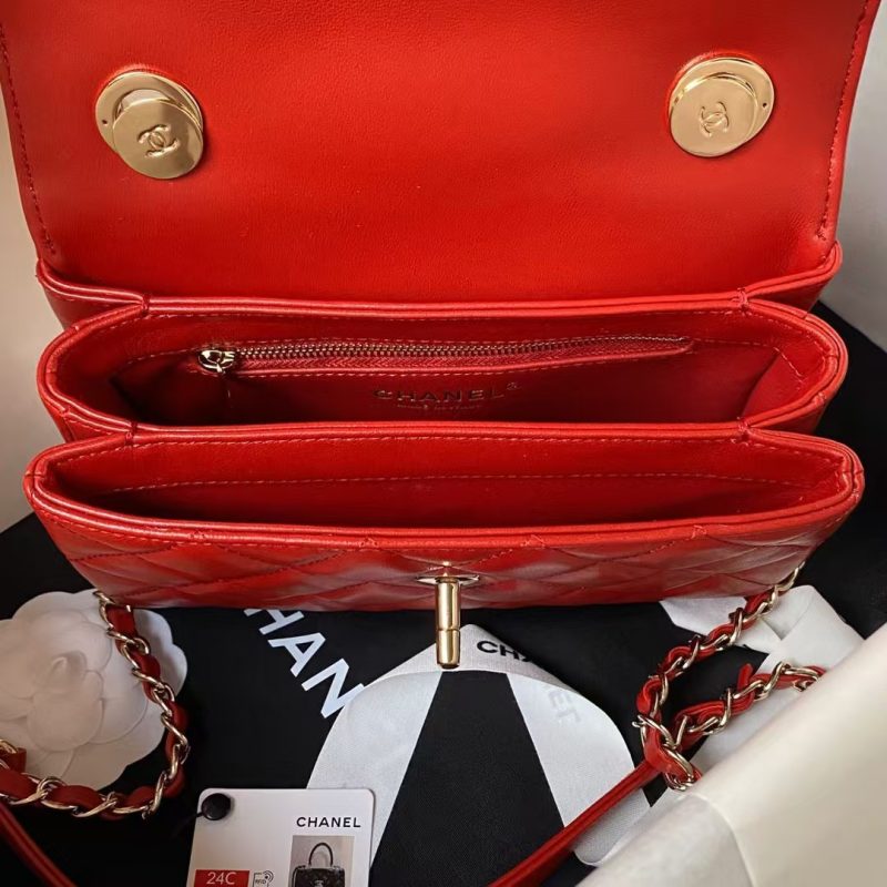 Chanel AS4654 Mini Fashion CC Flap Bag Red Lambskin Light Gold Hardware - Image 5