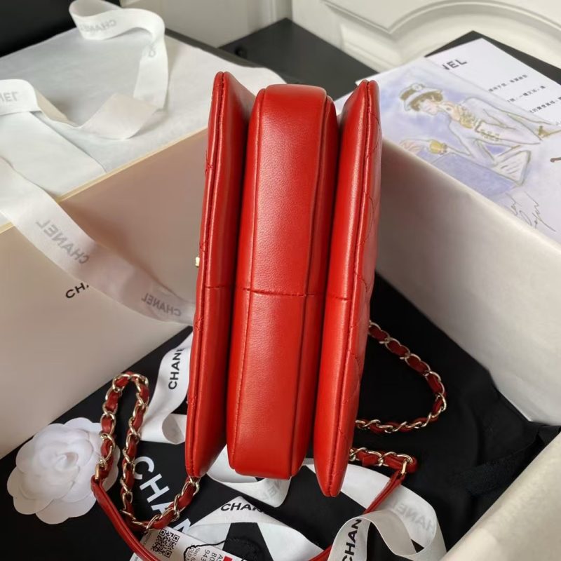 Chanel AS4654 Mini Fashion CC Flap Bag Red Lambskin Light Gold Hardware - Image 4