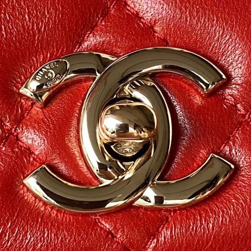 Chanel AS4654 Mini Fashion CC Flap Bag Red Lambskin Light Gold Hardware - Image 3