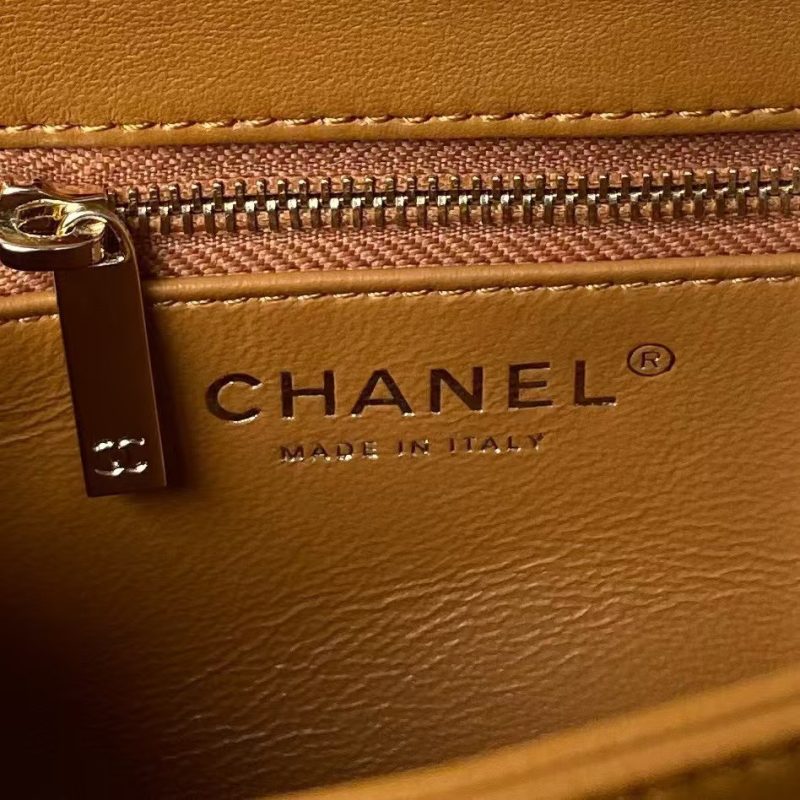 Chanel AS4654 Mini Trendy CC Flap Bag Caramel Lambskin Light Gold Hardware - Image 7