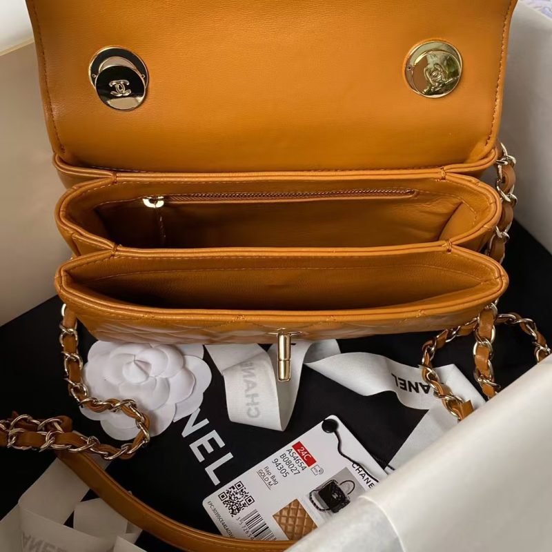 Chanel AS4654 Mini Trendy CC Flap Bag Caramel Lambskin Light Gold Hardware - Image 5