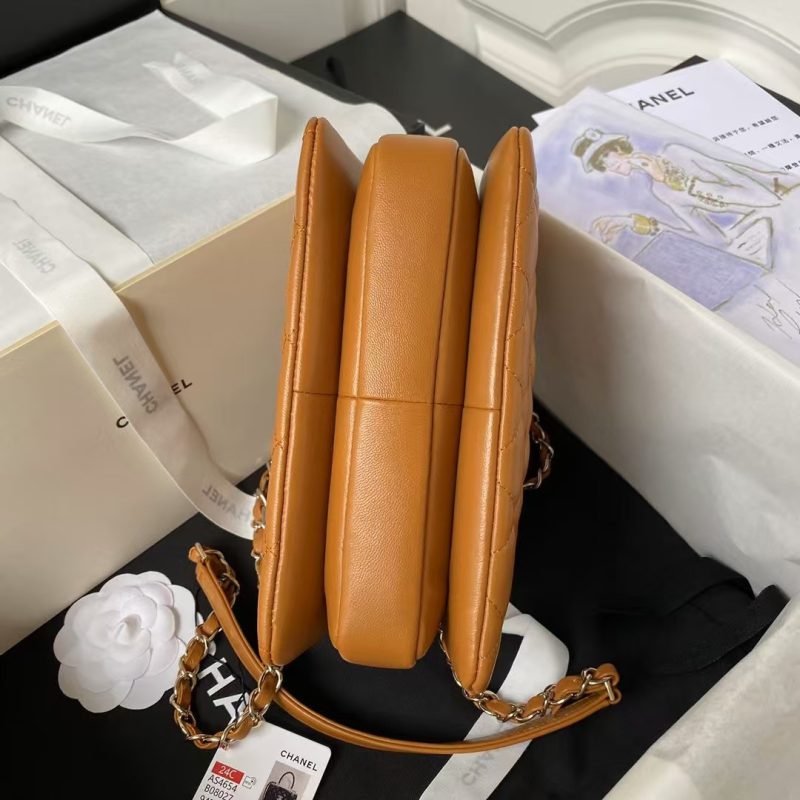 Chanel AS4654 Mini Trendy CC Flap Bag Caramel Lambskin Light Gold Hardware - Image 6