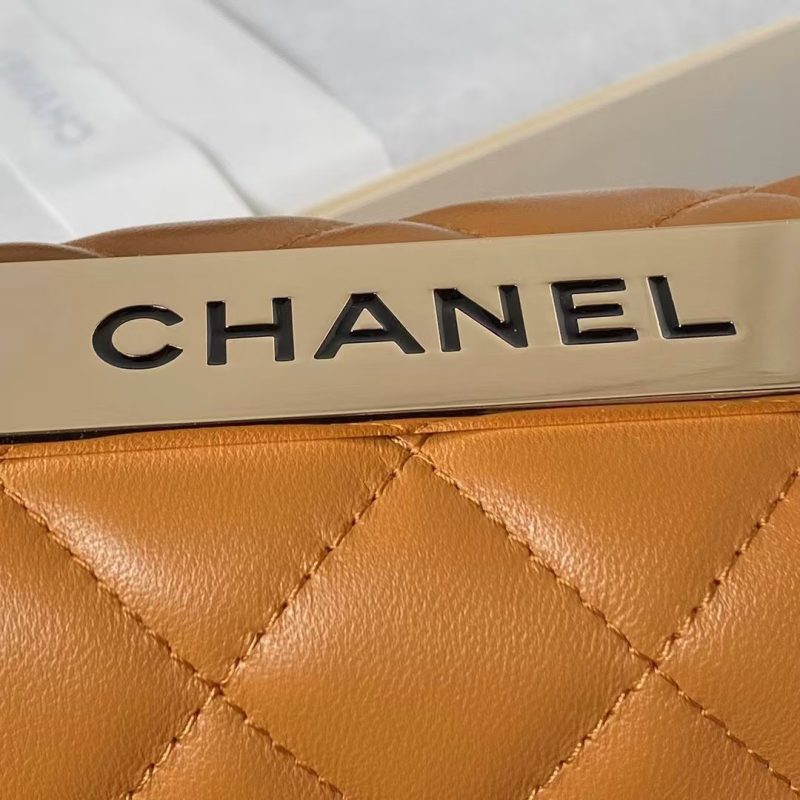 Chanel AS4654 Mini Trendy CC Flap Bag Caramel Lambskin Light Gold Hardware - Image 4