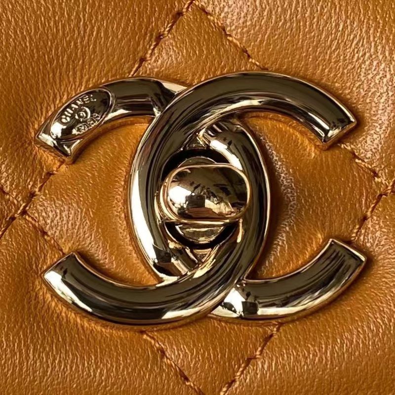 Chanel AS4654 Mini Trendy CC Flap Bag Caramel Lambskin Light Gold Hardware - Image 3