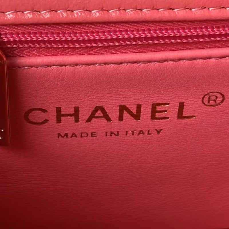 Chanel 24C AS4543 Mini Flap Bag Chain Bag Top Handle Dark Pink Lambskin - Image 7