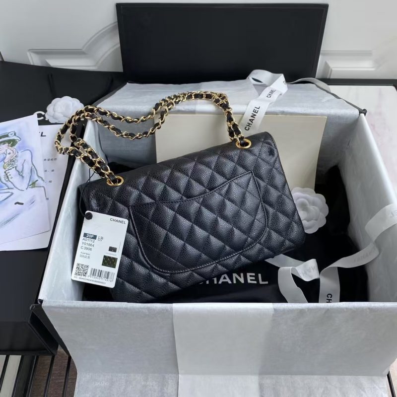 Chanel Classic 11.12 Handbag Caviar Gold Hardware Burgundy Interior - Image 2