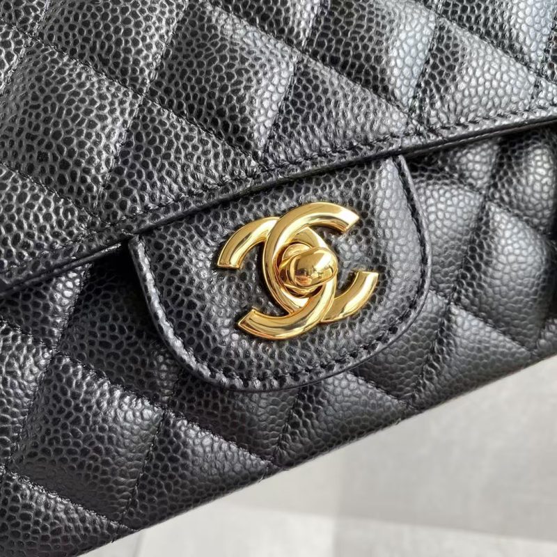 Chanel Classic 11.12 Handbag Caviar Gold Hardware Burgundy Interior - Image 3