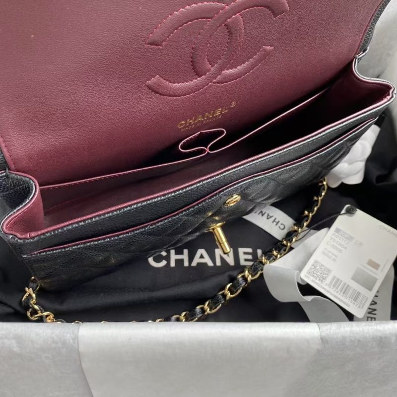 Chanel Classic 11.12 Handbag Caviar Gold Hardware Burgundy Interior - Image 7