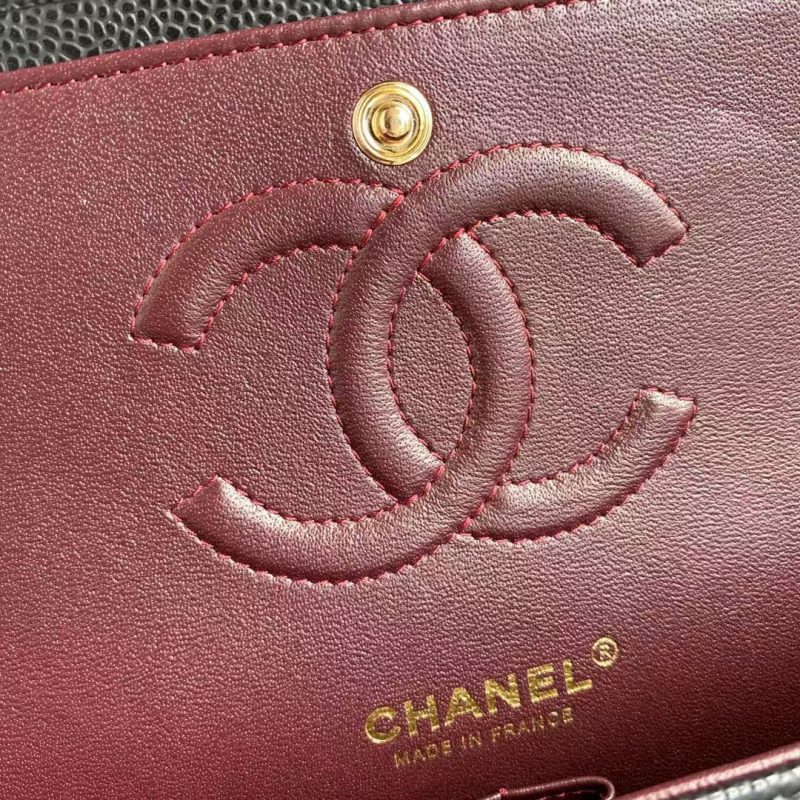 Chanel Classic 11.12 Handbag Caviar Gold Hardware Burgundy Interior - Image 8