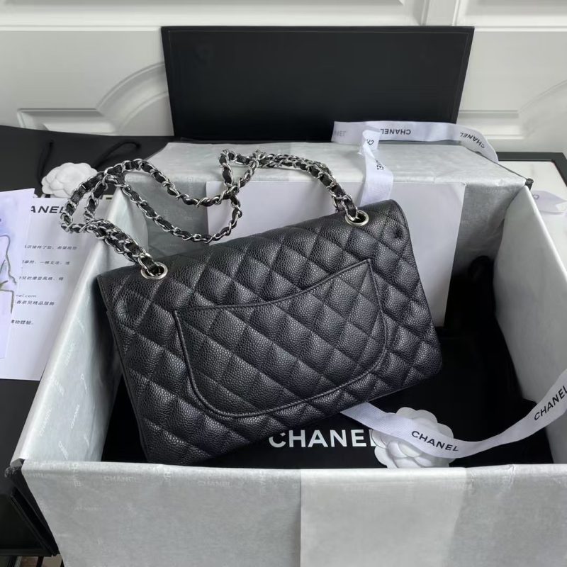 Chanel Classic 11.12 Handbag Caviar Silver Hardware Burgundy Interior - Image 2