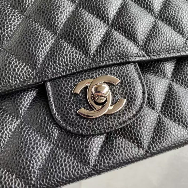 Chanel Classic 11.12 Handbag Caviar Silver Hardware Burgundy Interior - Image 3