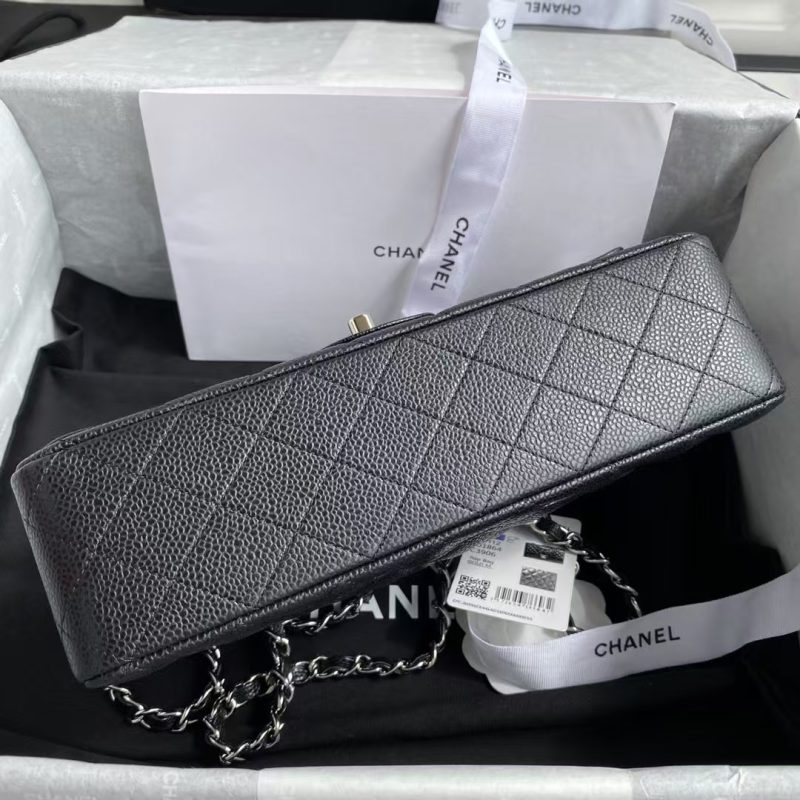 Chanel Classic 11.12 Handbag Caviar Silver Hardware Burgundy Interior - Image 6