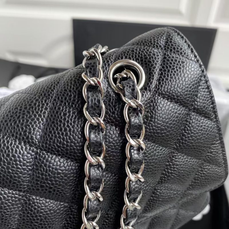 Chanel Classic 11.12 Handbag Caviar Silver Hardware Burgundy Interior - Image 4