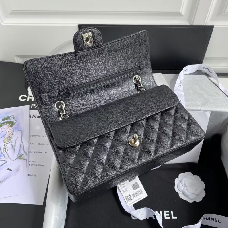 Chanel Classic 11.12 Handbag Caviar Silver Hardware Burgundy Interior - Image 5