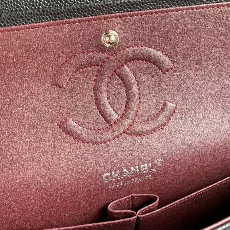 Chanel Classic 11.12 Handbag Caviar Silver Hardware Burgundy Interior - Image 7