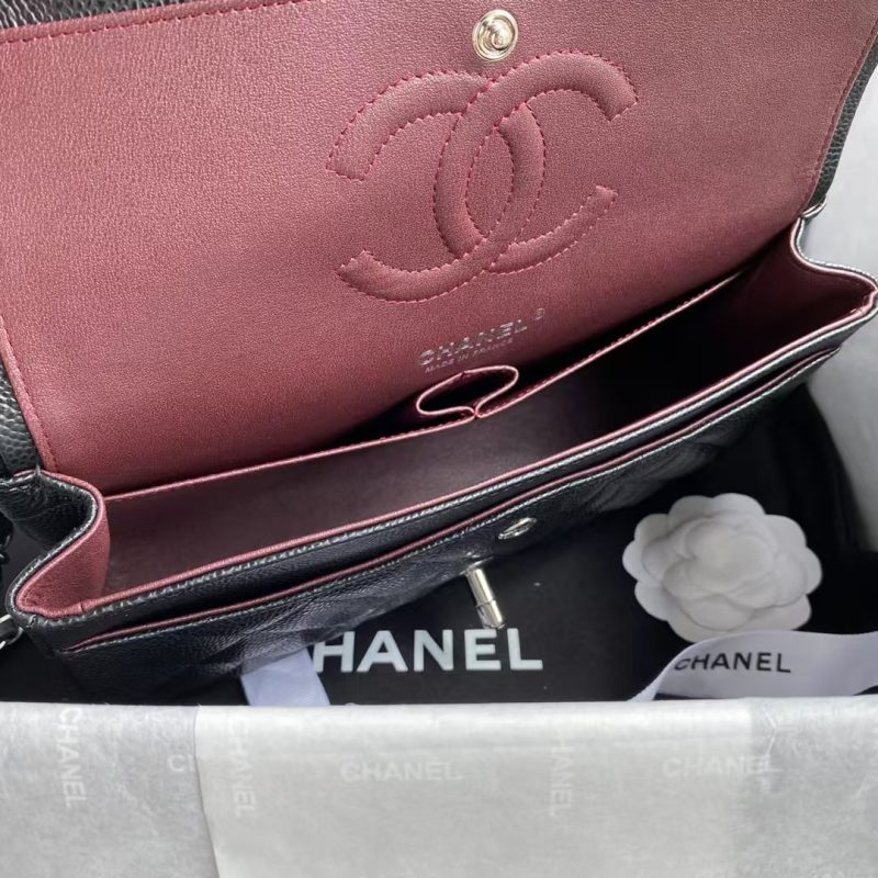 Chanel Classic 11.12 Handbag Caviar Silver Hardware Burgundy Interior - Image 8