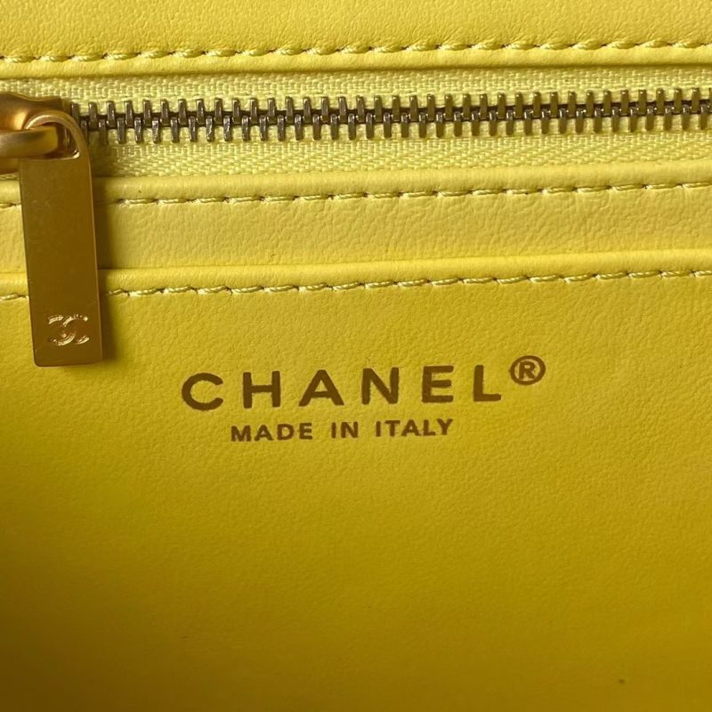 Chanel 23S AS4064 Camellia Embossed Chain Lambskin Flap Bag Yellow - Image 8