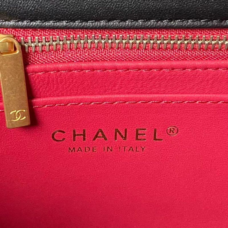 Chanel 23S AS4064 Camellia Embossed Chain Lambskin Flap Bag Black - Image 7