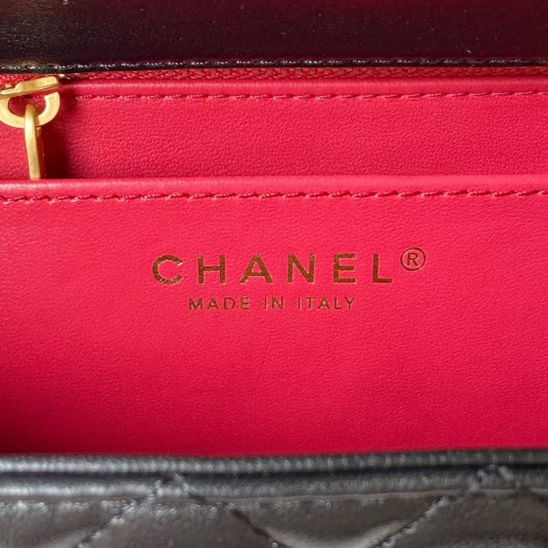 Chanel 23S AS4041 Mini Camellia Embossed Rectangular Flap Bag Antique Gold Hardware Black - Image 6