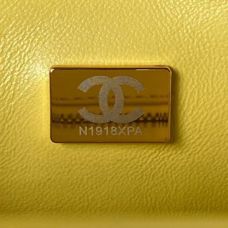 Chanel 23S AS4041 Mini Camellia Embossed Rectangular Flap Bag Antique Gold Metal Hardware Yellow - Image 9