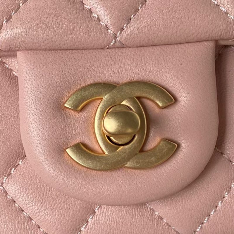 Chanel 23S AS4041 Mini Camellia Embossed Rectangular Flap Bag Antique Gold Metal Hardware Light Pink - Image 8