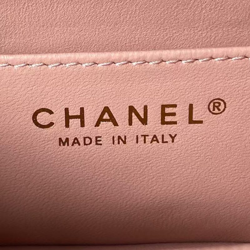 Chanel 23S AS4041 Mini Camellia Embossed Rectangular Flap Bag Antique Gold Metal Hardware Light Pink - Image 9