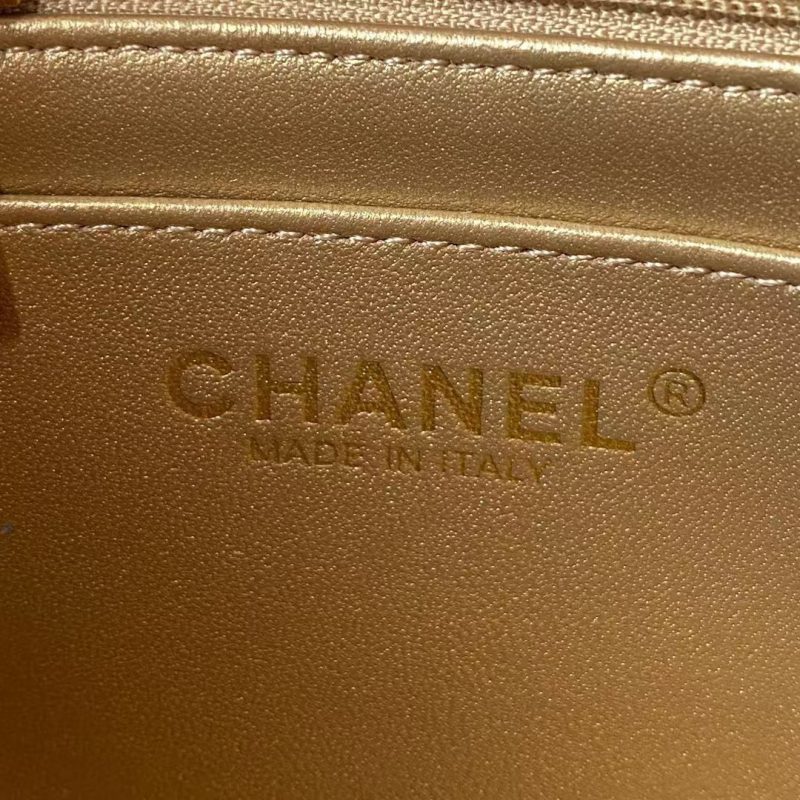 Chanel 23C AS1786 Mini Square Pearl Embossed Flap Bag Antique Gold Hardware Dark Pink - Image 7