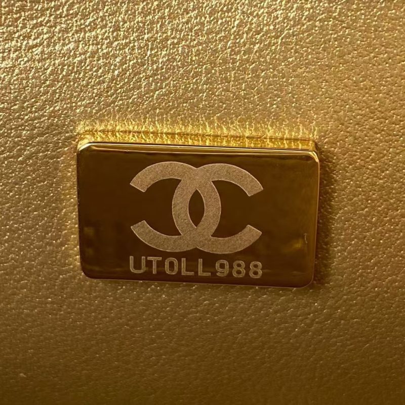 Chanel 23K AS1787 Mini Pearl Embossed Rectangular Flap Bag Lambskin Brushed Metal Hardware Light Grey - Image 8