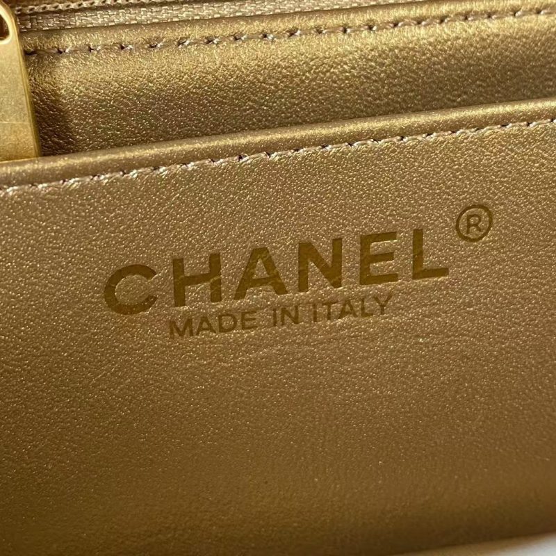 Chanel 23K AS1787 Mini Pearl Embossed Rectangular Flap Bag Lambskin Brushed Metal Hardware Light Grey - Image 9