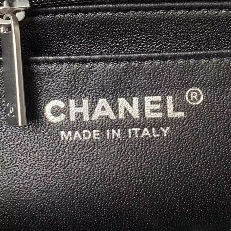 Chanel 23K AS1787 Mini Pearl Embossed Rectangular Flap Bag Lambskin Brushed Silver Metal Hardware Black - Image 9