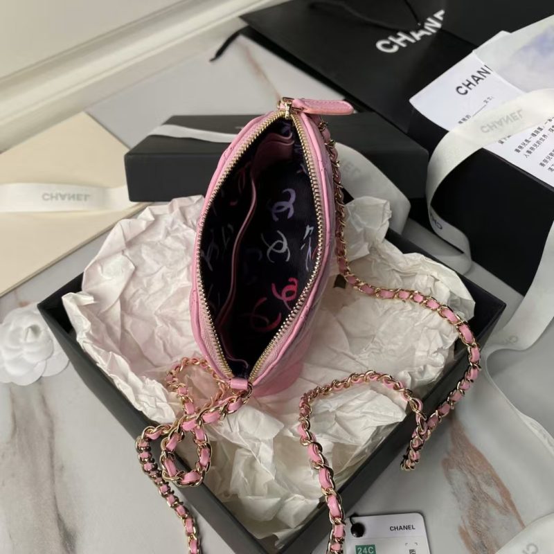 Chanel 24S AP4000 Mini Clutch with Chain Crossbody Bag Pink Caviar Light Gold Hardware - Image 5