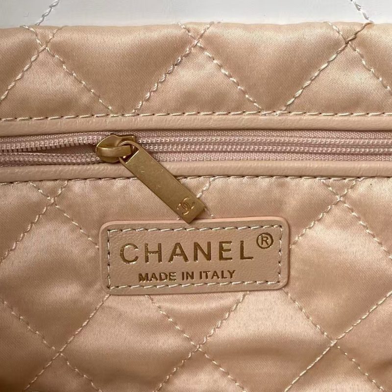 Chanel 22 Hobo Bag 24C AS4486 Gold Metallic White Shiny Calfskin New Edition Horizontal - Image 8