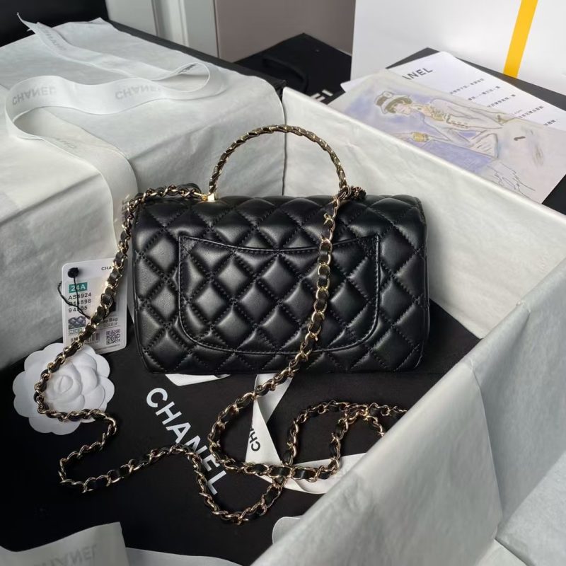 Chanel 24A AS4924 Mini Flap Bag With Top Handle Black - Image 2