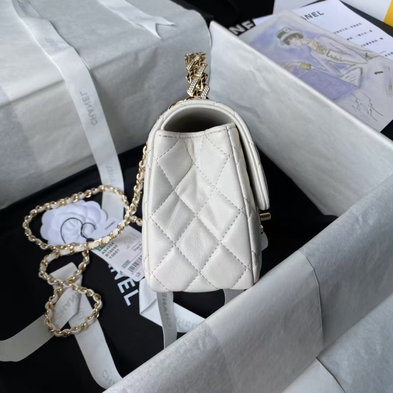 Chanel 24A AS4924 Mini Flap Bag With Top Handle White - Image 5