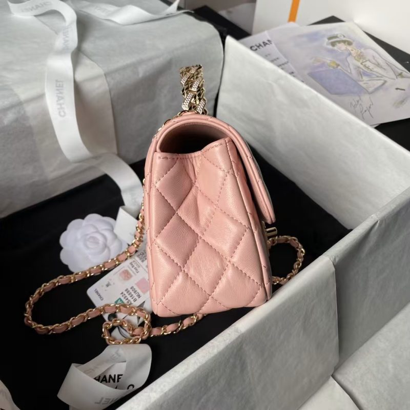 Chanel 24A AS4924 Mini Flap Bag With Top Handle Pink - Image 5