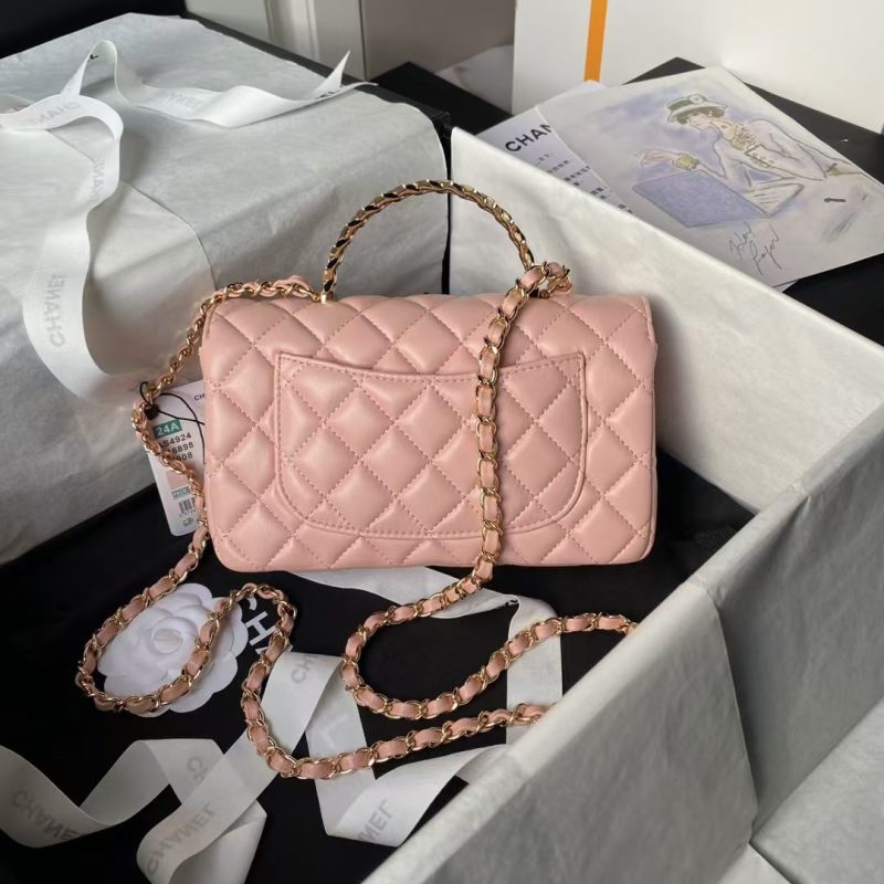 Chanel 24A AS4924 Mini Flap Bag With Top Handle Pink - Image 2