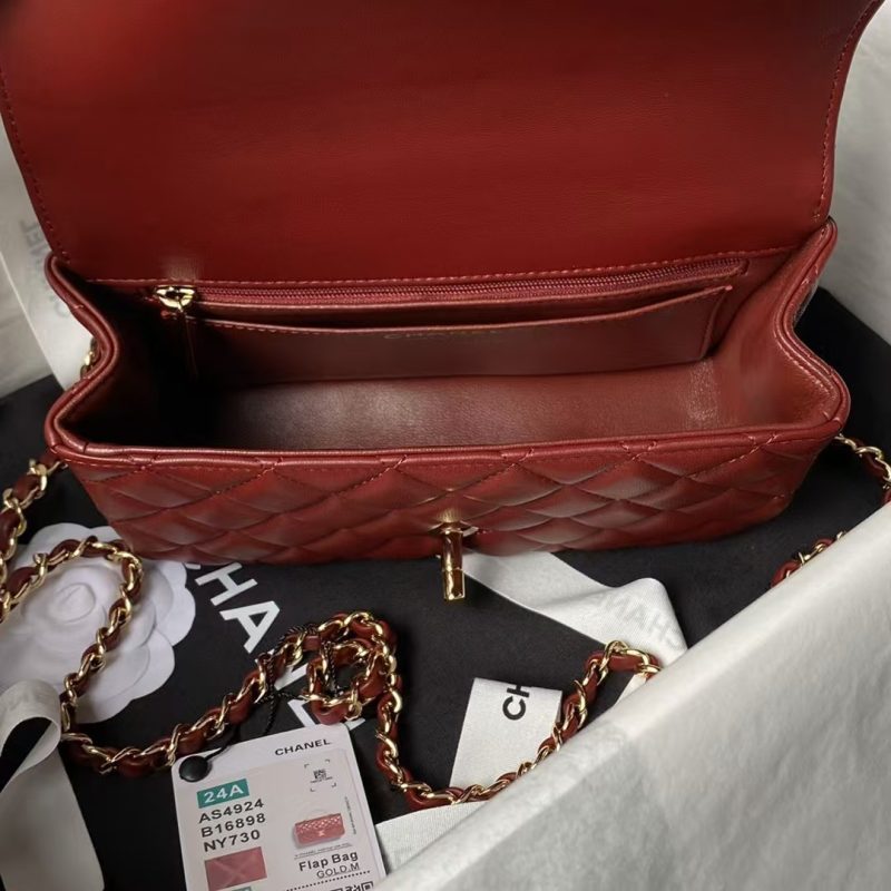 Chanel 24A AS4924 Mini Flap Bag With Top Handle Red - Image 5