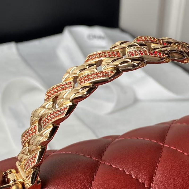 Chanel 24A AS4924 Mini Flap Bag With Top Handle Red - Image 8