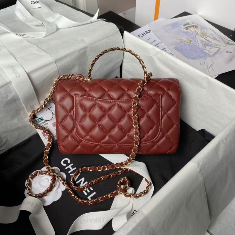 Chanel 24A AS4924 Mini Flap Bag With Top Handle Red - Image 2