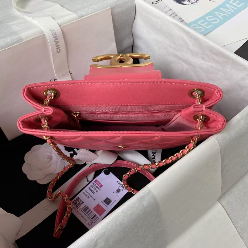 Chanel 24C AS4596 Vintage Logo Quilted Lambskin Shoulder Bag Fuchsia - Image 5