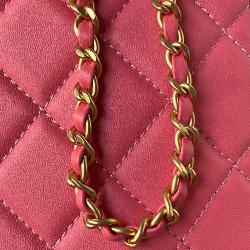 Chanel 24C AS4596 Vintage Logo Quilted Lambskin Shoulder Bag Fuchsia - Image 6