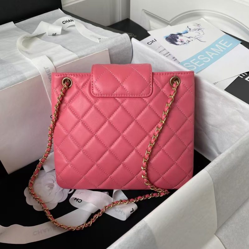 Chanel 24C AS4596 Vintage Logo Quilted Lambskin Shoulder Bag Fuchsia - Image 2