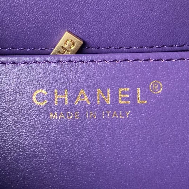 Chanel 24C AS4596 Vintage Logo Quilted Lambskin Shoulder Bag Purple - Image 8