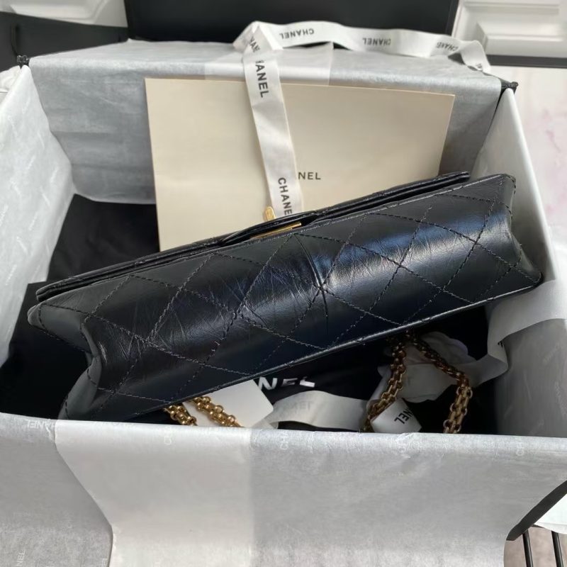 Chanel 23A A37587 Classic Large 2.55 Flap Bag Black Aged Calfskin Gold Metal Hardware - Image 7